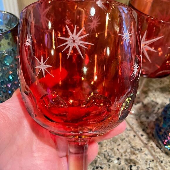 MCM Bartlett Collins Atomic Glasses and 2 Indiana Glass Blue Illuminated Glasses - Picture 5 of 16